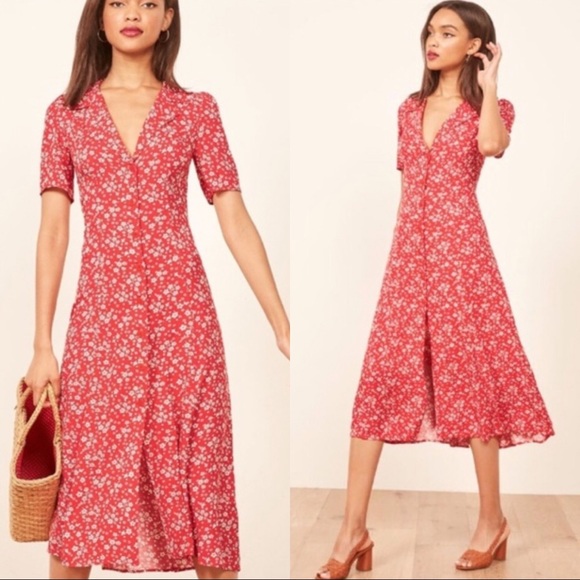 Reformation Dresses & Skirts - Reformation Red Floral Clarice Dress